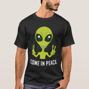 Camiseta Alienígena Bonita Eu Vim No Espaço De Paz Rave EDM