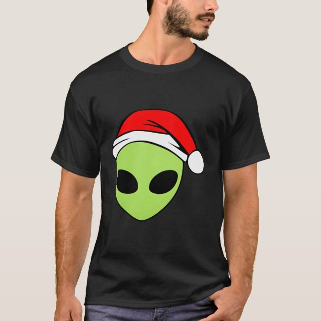 Camiseta Alienígena Cabeça Santa Hat Alienígena Engraçada A (Frente)