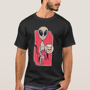 Camiseta Alienígena Coca-Cola Segurando Um Gráfico De Gatos