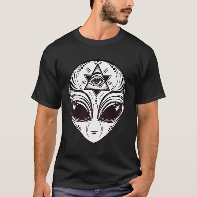 Camiseta Alienígena Com Todos Os Olhos Illuminosos (Frente)
