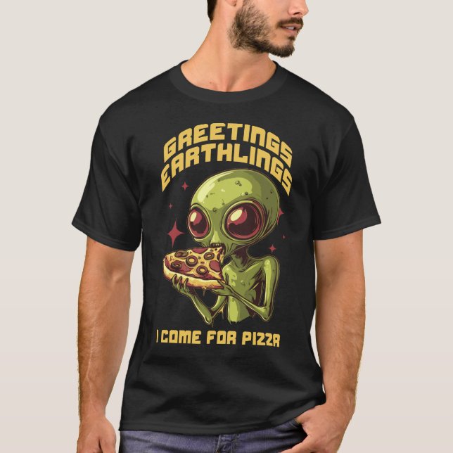 Camiseta Alienígena comendo pizza (Frente)