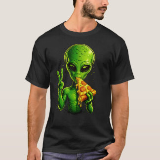 Camiseta Alienígena Comendo Pizza Arte Clássica Divertida P