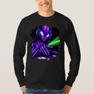 Camiseta Alienígena Cyborg DJ Robot Record Techno Music Leg
