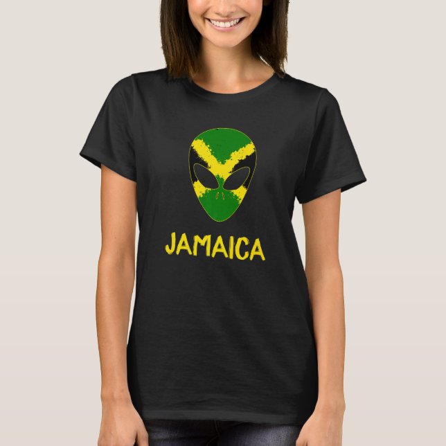 Camiseta Alienígena da bandeira jamaicana Jamaica Prou do D (Frente)