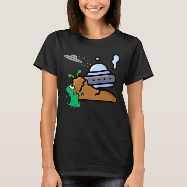 Camiseta Alienígena de aterrissagem com falha Retro.b (Frente)