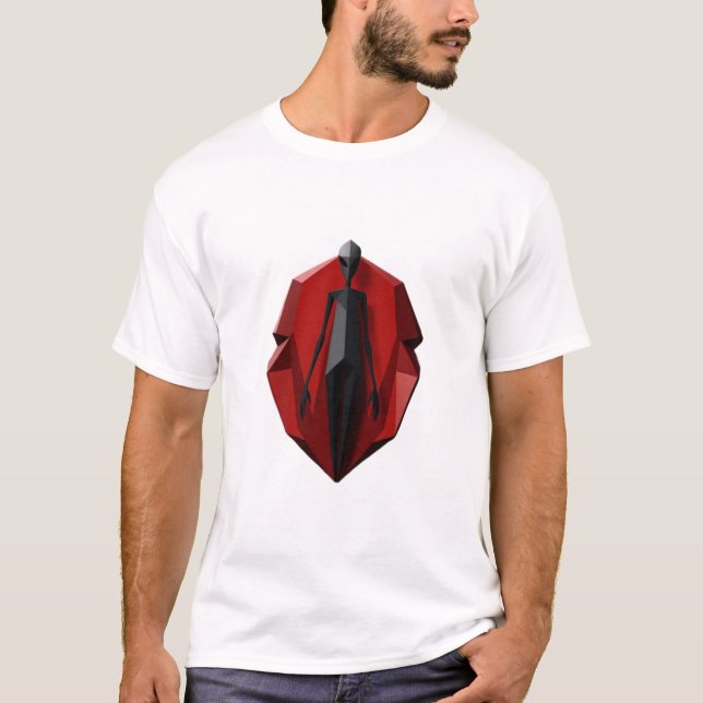 Camiseta alienígena de cinza num espaço de pedra sanguínea (Frente)