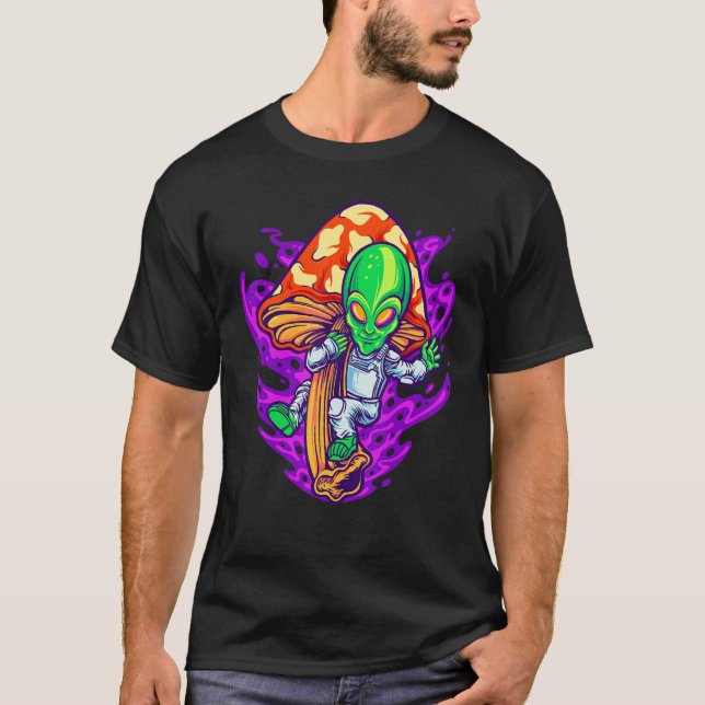 Camiseta Alienígena de cogumelo Shroom espacial psicodélico (Frente)