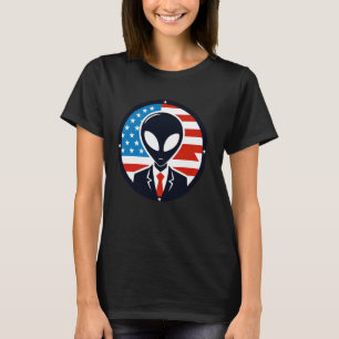 Camiseta Alienígena De Fato E Amarra Com Bandeira Americana