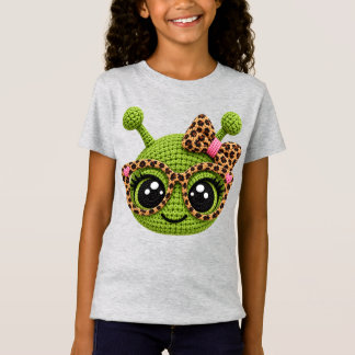 Camiseta Alienígena de Fio de Crochê Falso com Laço de Coqu