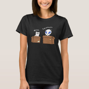 Camiseta Alienígena De Gato Sentado Na Caixa Humor Com Alie