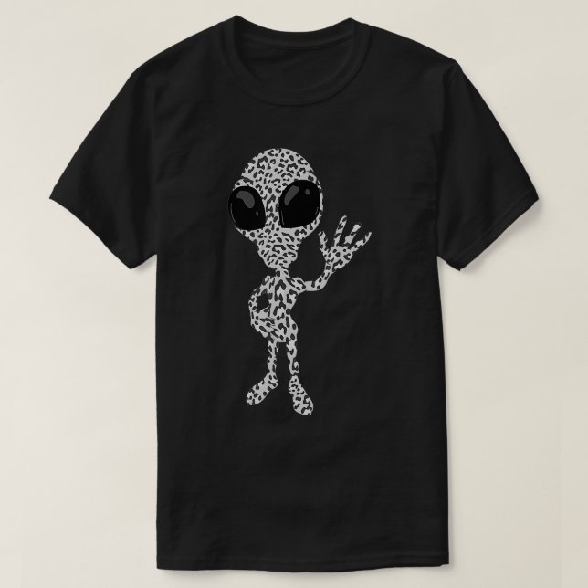 Camiseta Alienígena de impressão curiosa Leopard presente F (Frente do Design)