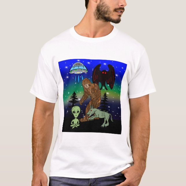 Camiseta Alienígena de Pé Grande Criptid Mothman UFO Chupac (Frente)
