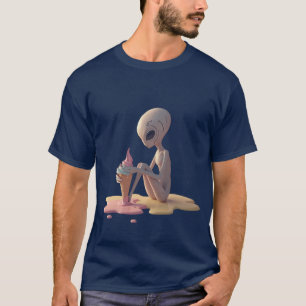 Camiseta Alienígena de Sorvete – Arte de Sobremesa Fofa