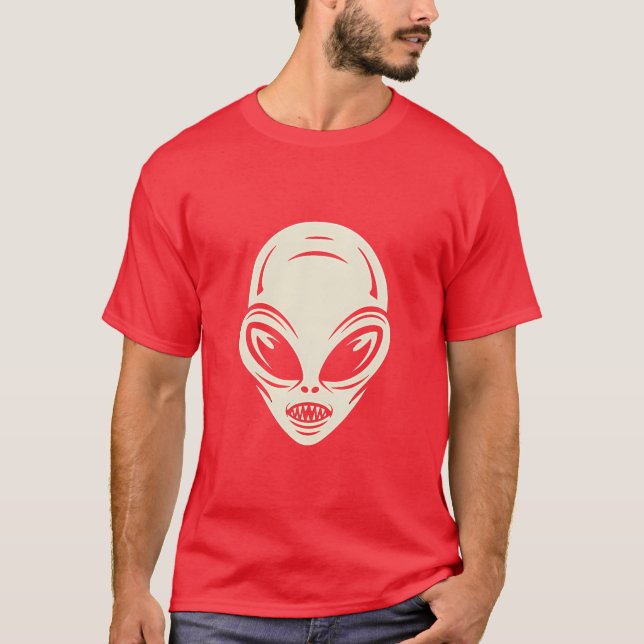 Camiseta Alienígena de um desenho da cabeça humana (Frente)