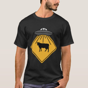 Camiseta Alienígena De Vaca Sinal De Estrada Engraçado OVNI