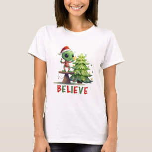 Camiseta Alienígena e árvore de Natal