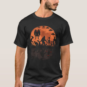 Camiseta Alienígena E Lua-Lua-Grande Criptozoologia Engraça