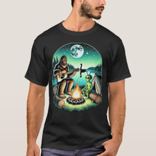 Camiseta Alienígena E Pé Grande Loch Ness Fogueira Sasquatc