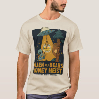 Camiseta Alienígena e Ursos Calor de Mel - OVNI e Urso Engr