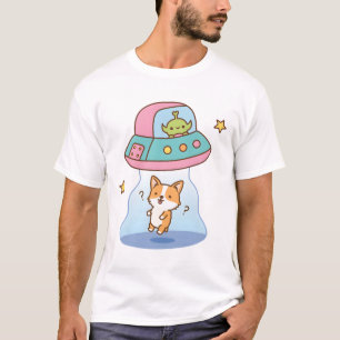 Camiseta Alienígena Engraçada Abduz Corgi Sem Fronteiras