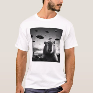 Camiseta Alienígena engraçada Capybara UFO Capybara Selfie 