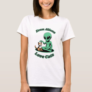 Camiseta Alienígena engraçada e Gato Engraçado. Animal engr