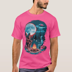 Camiseta Alienígena Engraçada E Pé Grande A Caminhar A Lua 