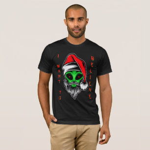 Camiseta Alienígena Engraçada Natal Papai Noel, Eu Quero Ac