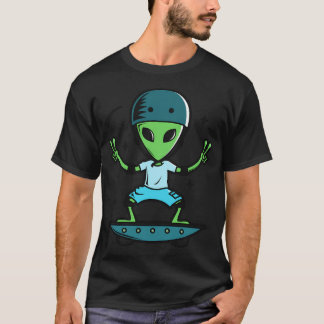 Camiseta Alienígena Engraçada No Skateboard Do Ufo