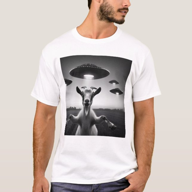 Camiseta Alienígena engraçada OVNIs Selfie de Capim com OVN (Frente)