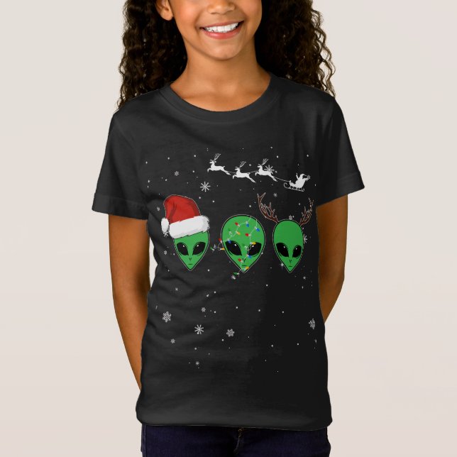 Camiseta Alienígena Engraçada Pajama Correspondente com o C (Frente)