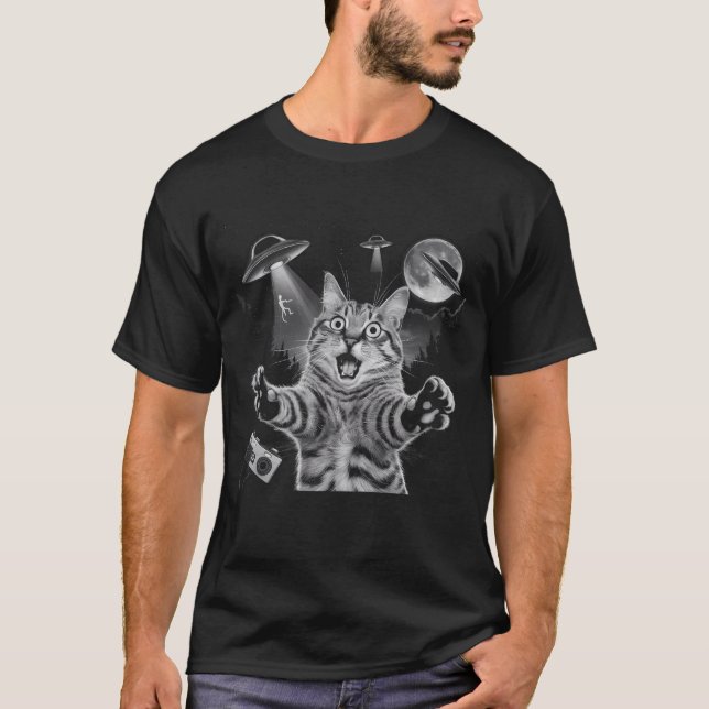 Camiseta Alienígena engraçada Selfie com carrinho de banda  (Frente)