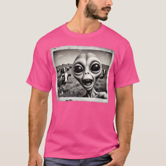 Camiseta Alienígena Engraçada Selfie Com Vacas Ufo Sci-Fi H