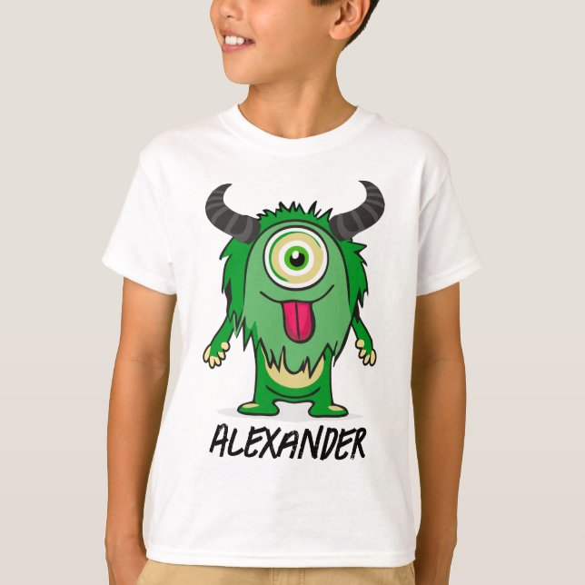 Camiseta Alienígena Engraçada Um Monstro Verde Olho (Frente)