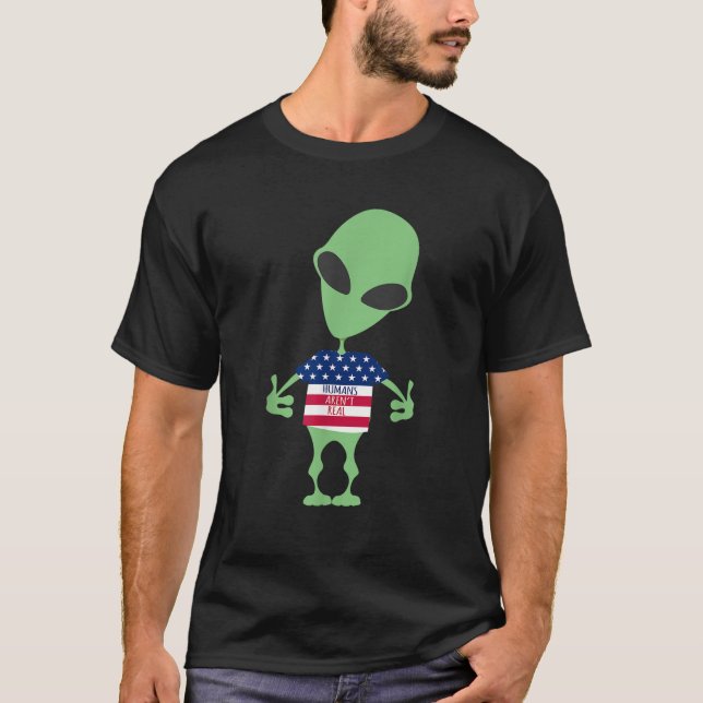 Camiseta Alienígena Engraçado Humanos não é muito bonito 4  (Frente)
