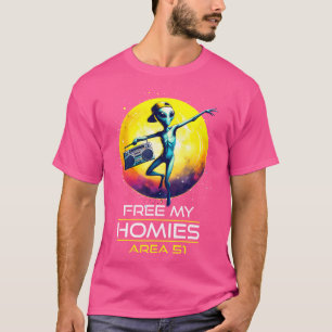 Camiseta Alienígena Engraçado Liberta Meus Amigos Área 51 O