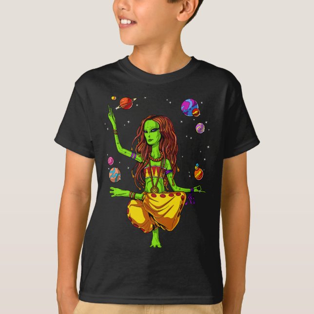 Camiseta Alienígena Espacial Meditação Hippie Yoga Zen Psic (Frente)