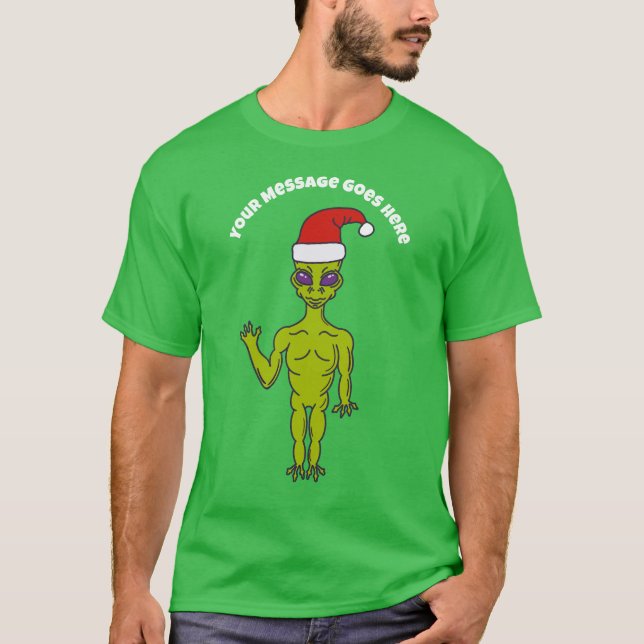 Camiseta Alienígena espacial num Natal Personalizado (Frente)