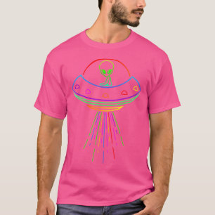 Camiseta Alienígena Espacial Ufo Luzes Neon Rave Alas Alien
