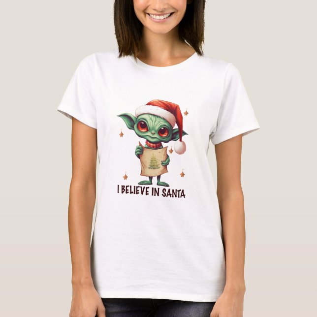 Camiseta Alienígena Eu Acredito Em Papais noeis (Frente)