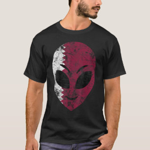 Camiseta Alienígena face V intage Retro Qatar Flag