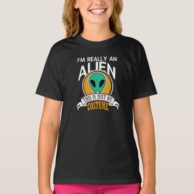 Camiseta Alienígena Figurino De Halloween Isto É Só O Meu F (Frente)