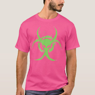 Camiseta Alienígena Florescente Verde de Risco Biológico