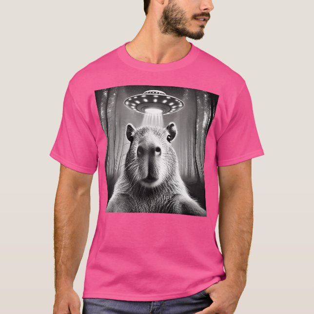Camiseta Alienígena Funny Capybara Selfie Ufos (Frente)