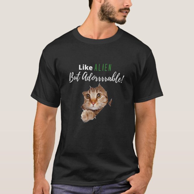 Camiseta Alienígena Gatinho Gatinho Adorável Gatinho Piada (Frente)