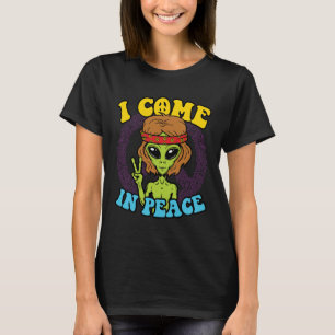Camiseta Alienígena Hippie Eu Vim em Paz