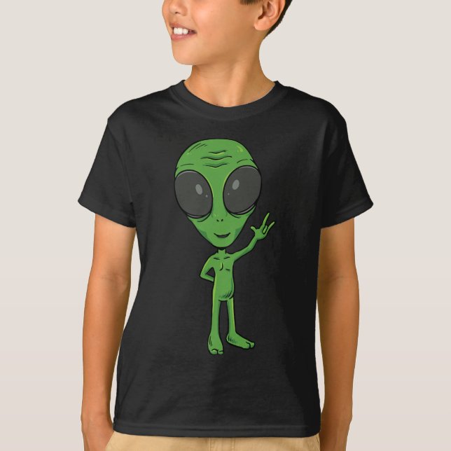 Camiseta ALIENÍGENA ILY ASL Gesto manual surdo surdo perda  (Frente)