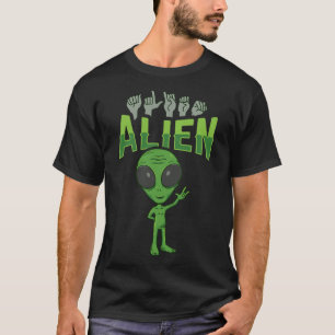 Camiseta ALIENÍGENA ILY ASL Gesto manual surdo surdo perda 