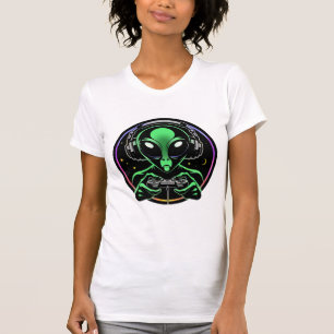 Camiseta Alienígena Jogando Video Games   Stellar Button Sm