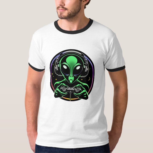 Camiseta Alienígena Jogando Video Games | Stellar Game Smas (Frente)